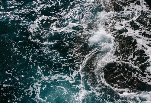 Turbulent water in the ocean