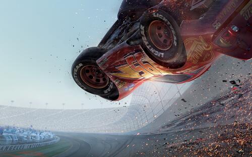 The accident from Cars 3.