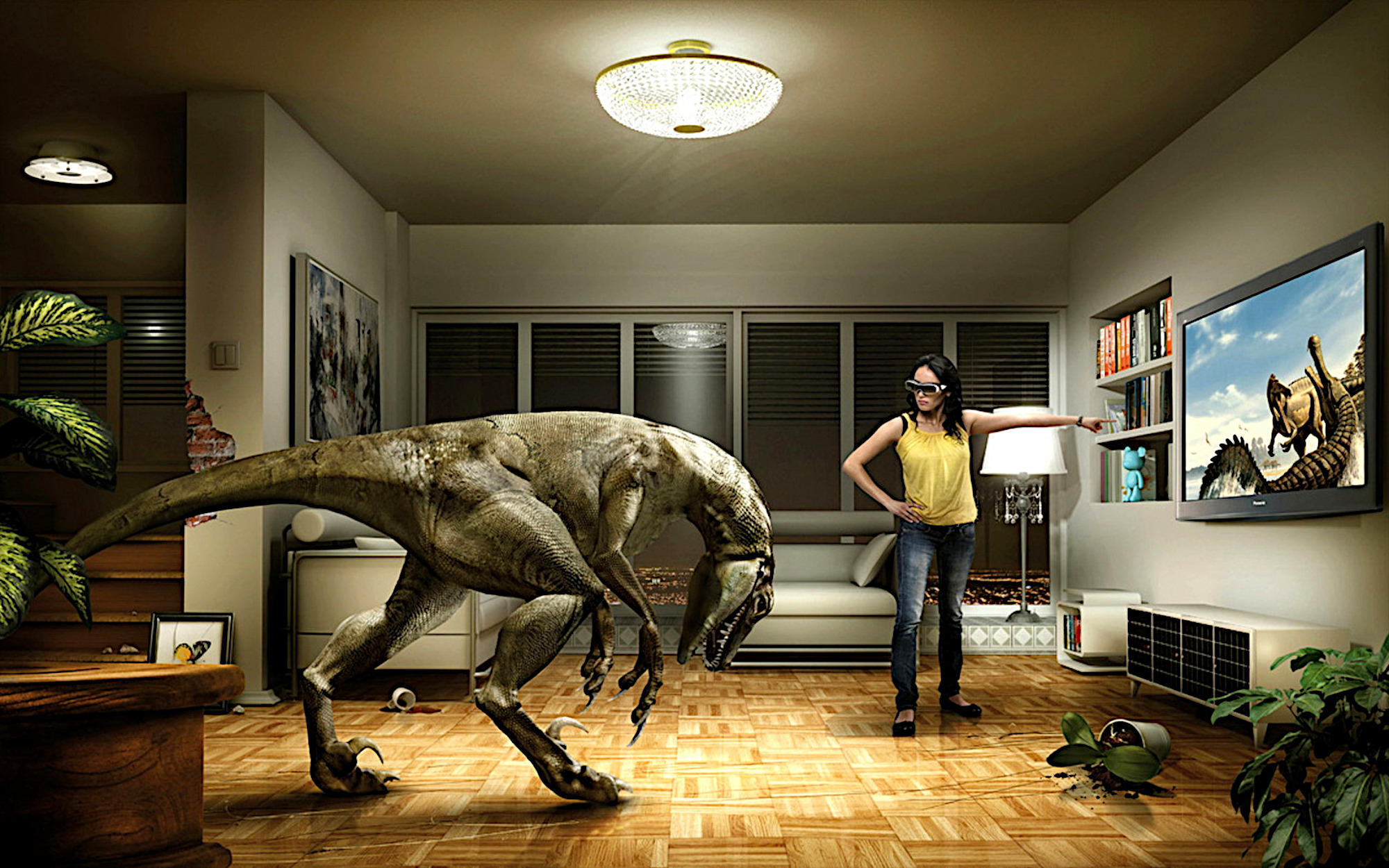 Wallpapers dinosaur interior the situation on the desktop