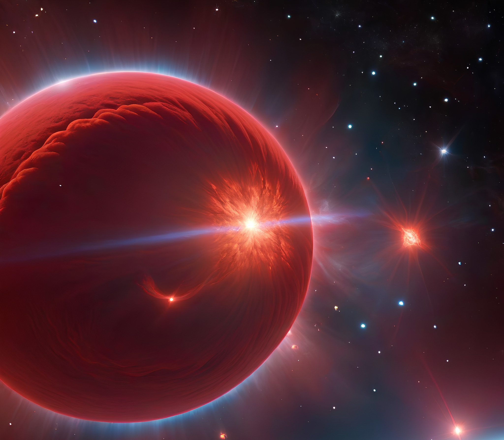 Бесплатное фото Красная планета в космосе