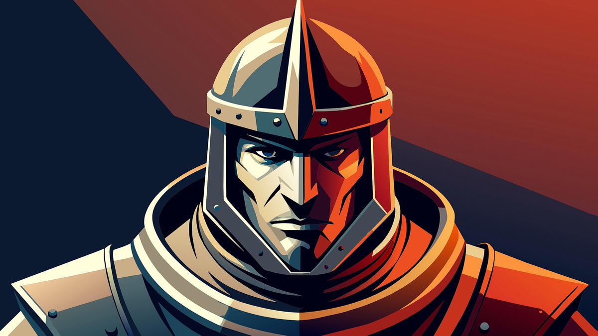 Portrait of a knight in helmet and armor