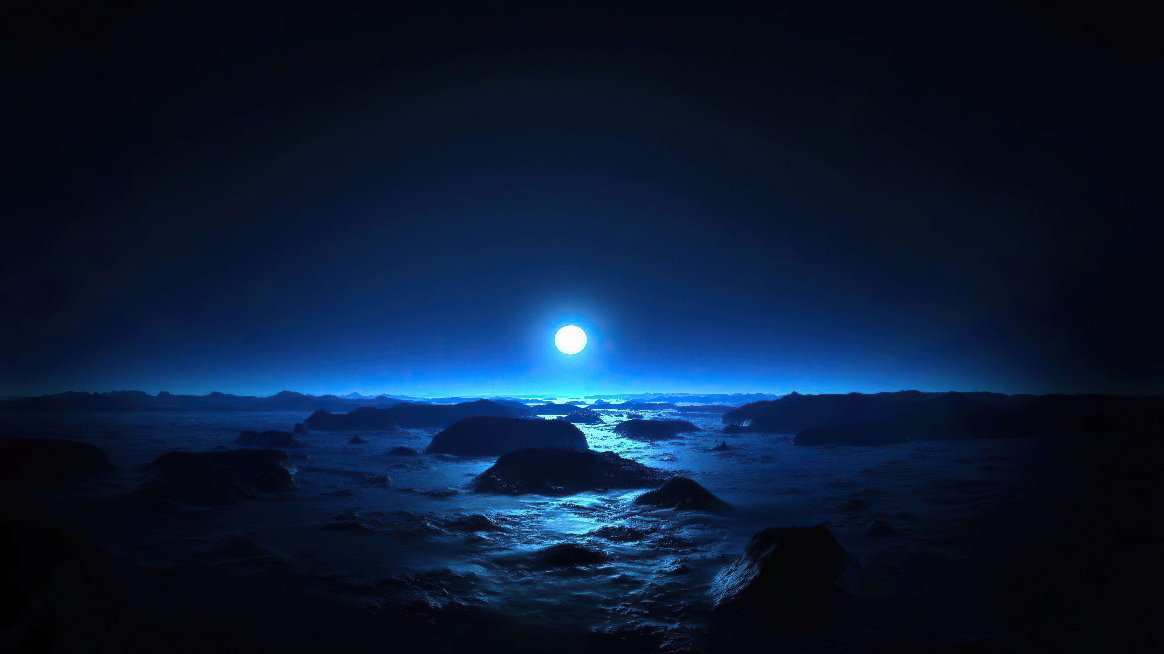 免费照片月亮照亮了冰冻海洋的涟漪