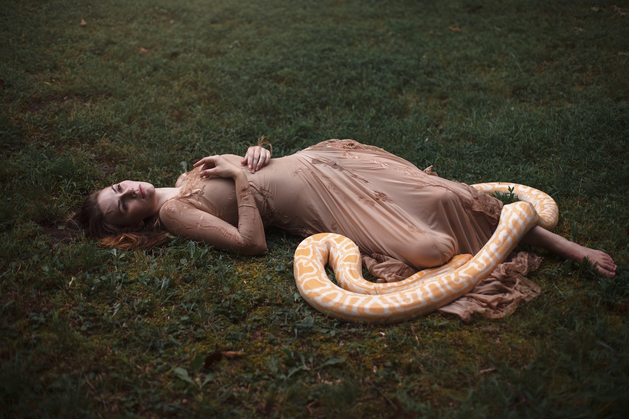 A woman was bitten by a large snake