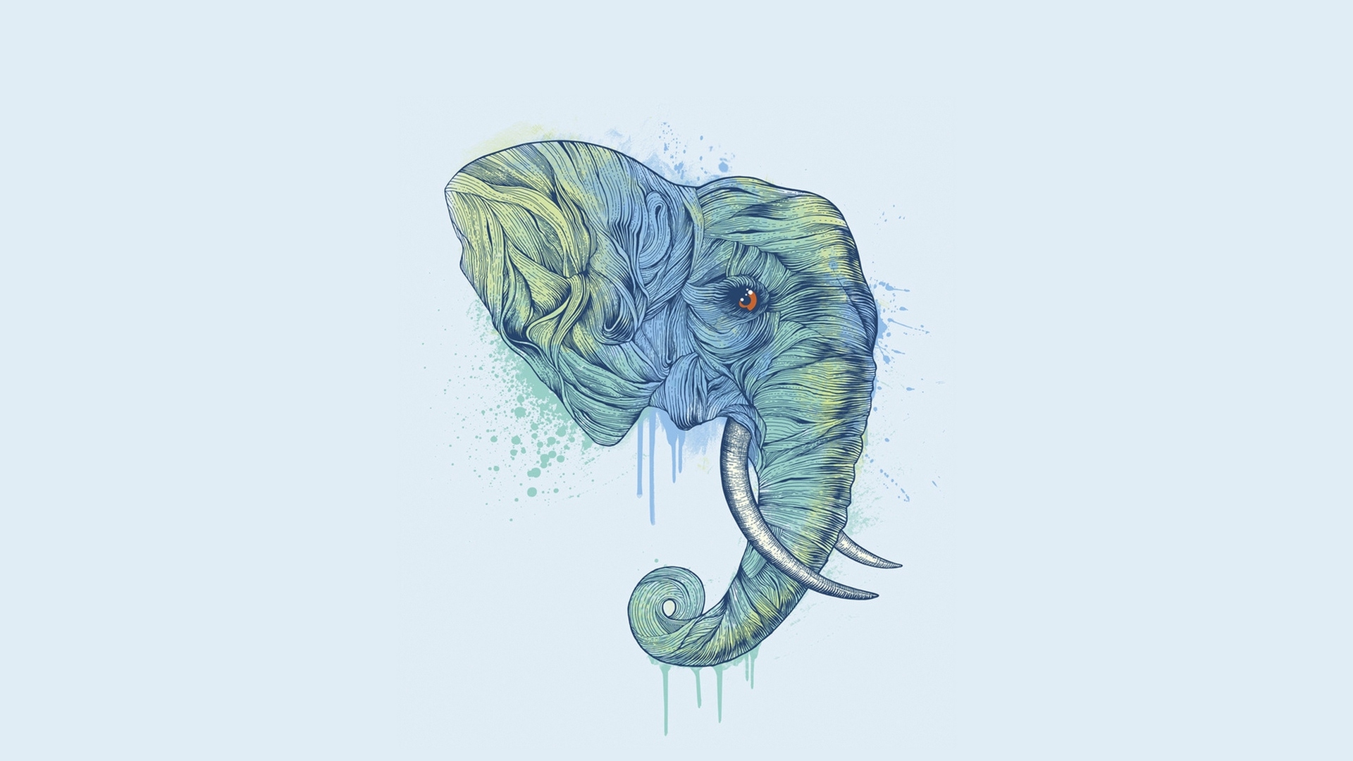 Бесплатное фото Рисунок головы слона на голубом фоне