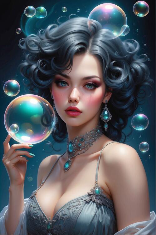 Soap bubbles. Portrait