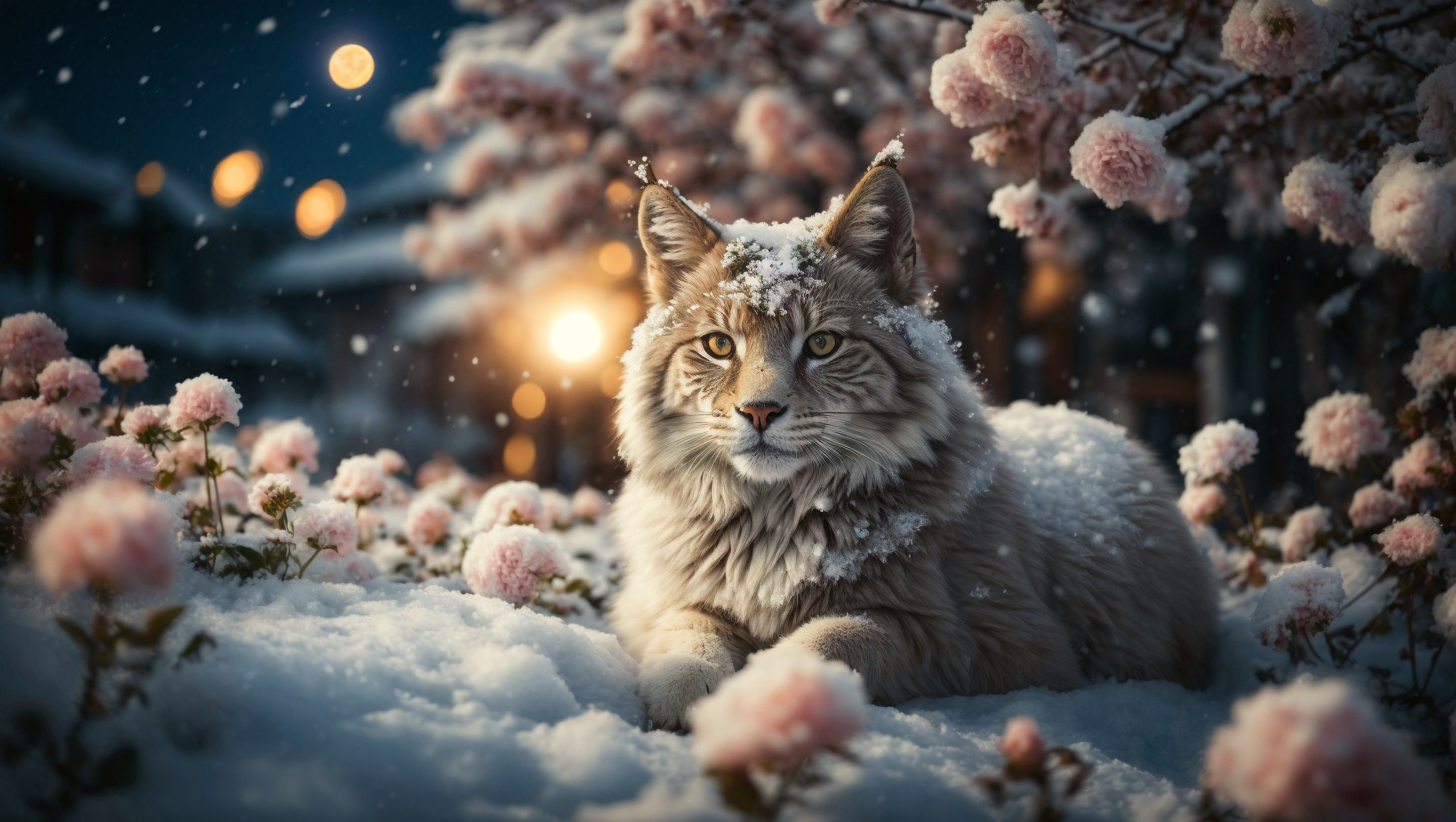 免费照片一只猫坐在雪地里的图像
