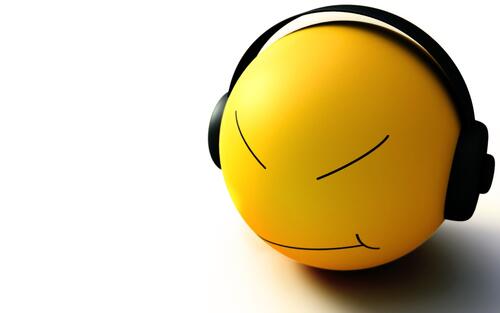 Smile Joy in headphones