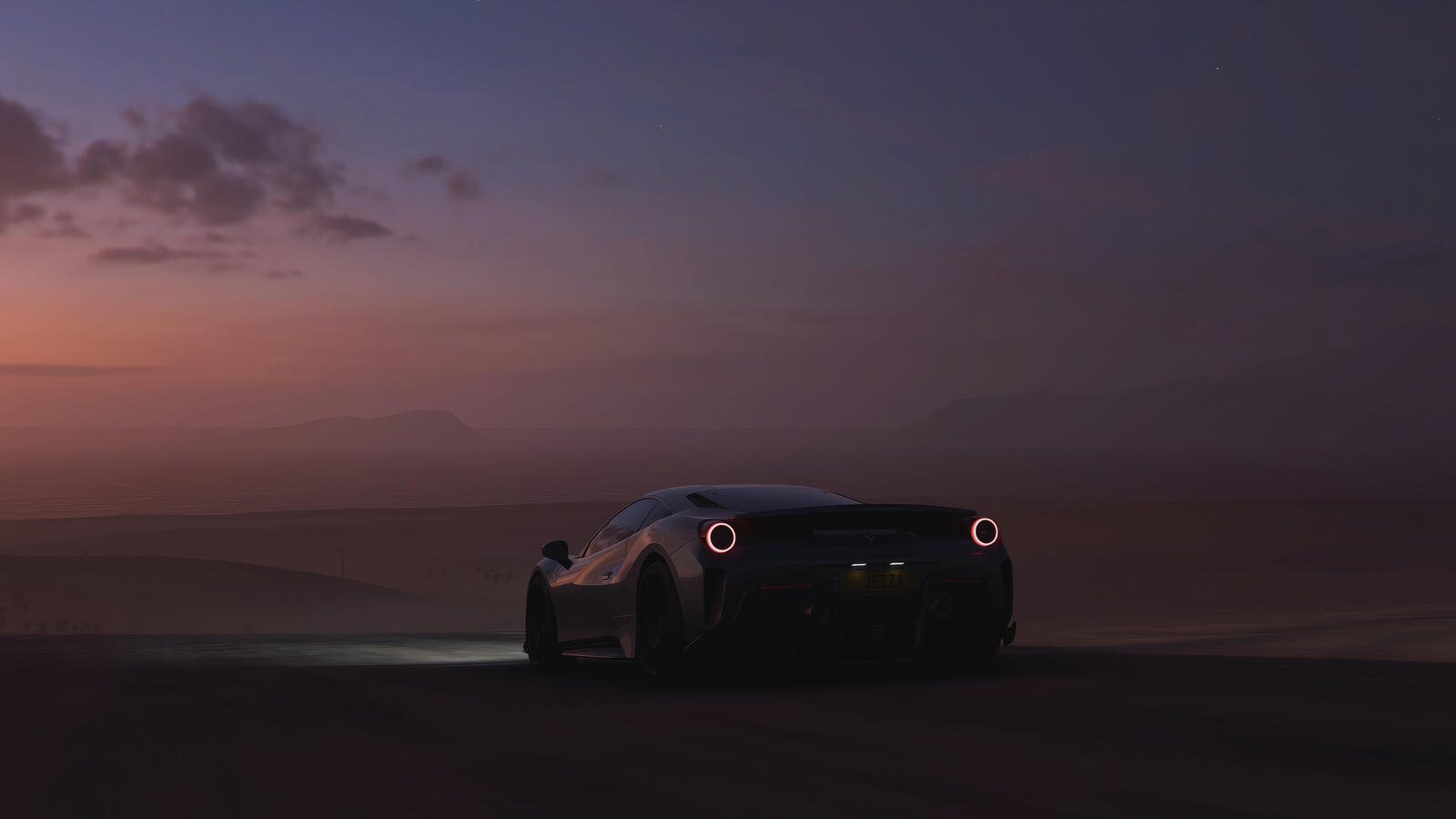 Бесплатное фото Ferrari 488 в поле из игры Forza Horizon 5