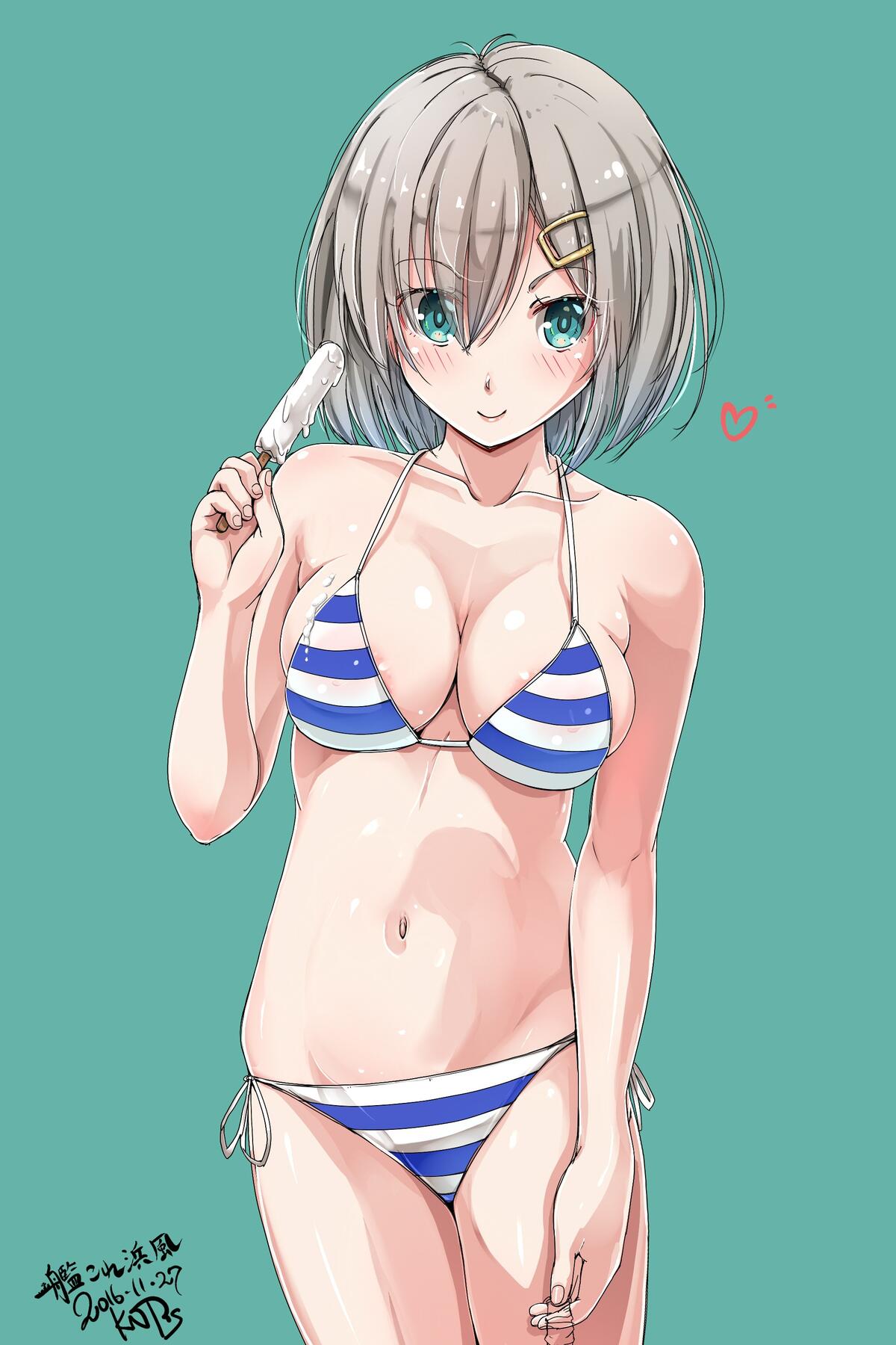 Anime girl with a beautiful body in a swimsuit