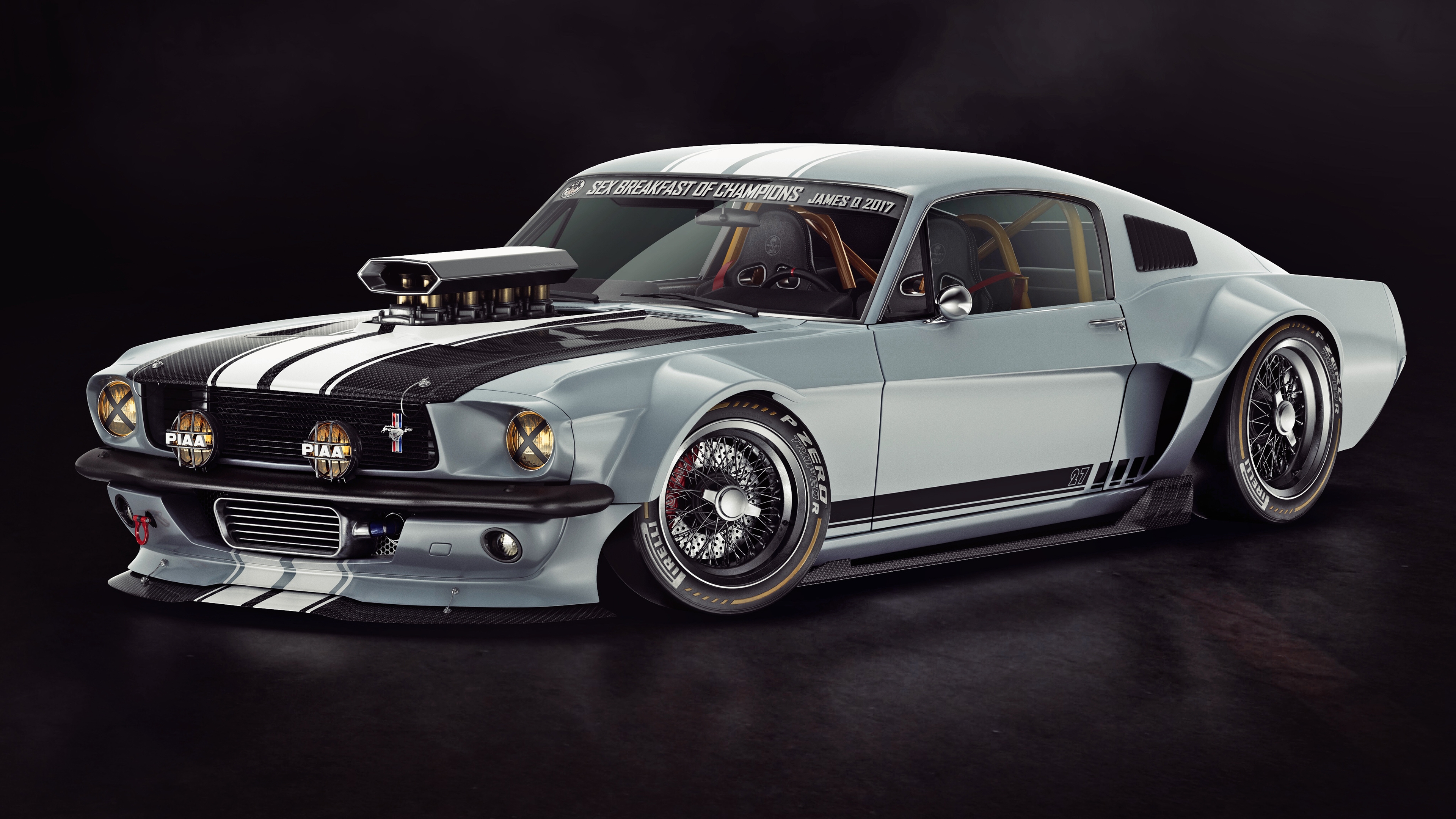 Free photo Tuned 1965 ford mustang on desktop