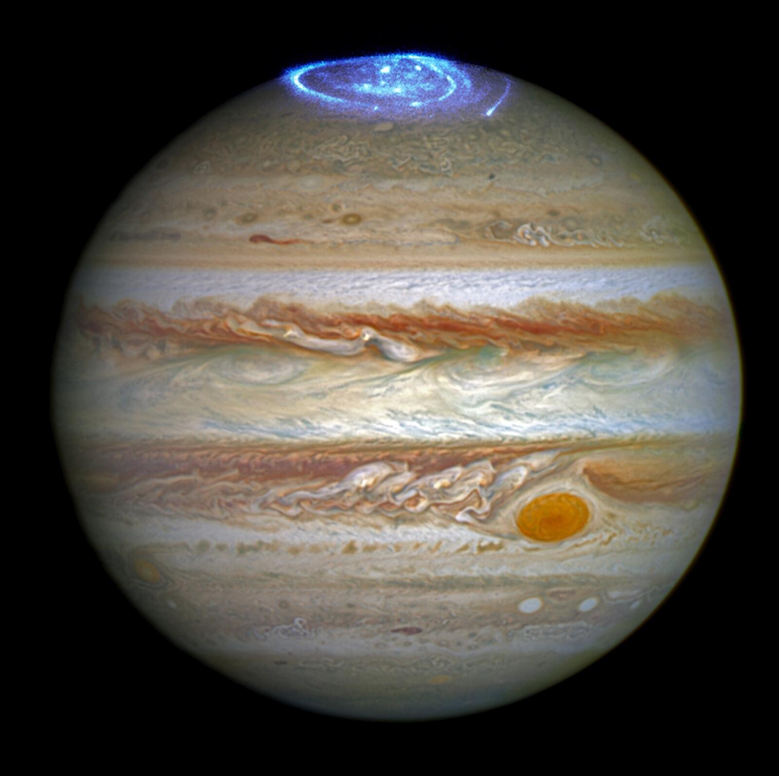 Бесплатное фото Северное сияние на поверхности Юпитера