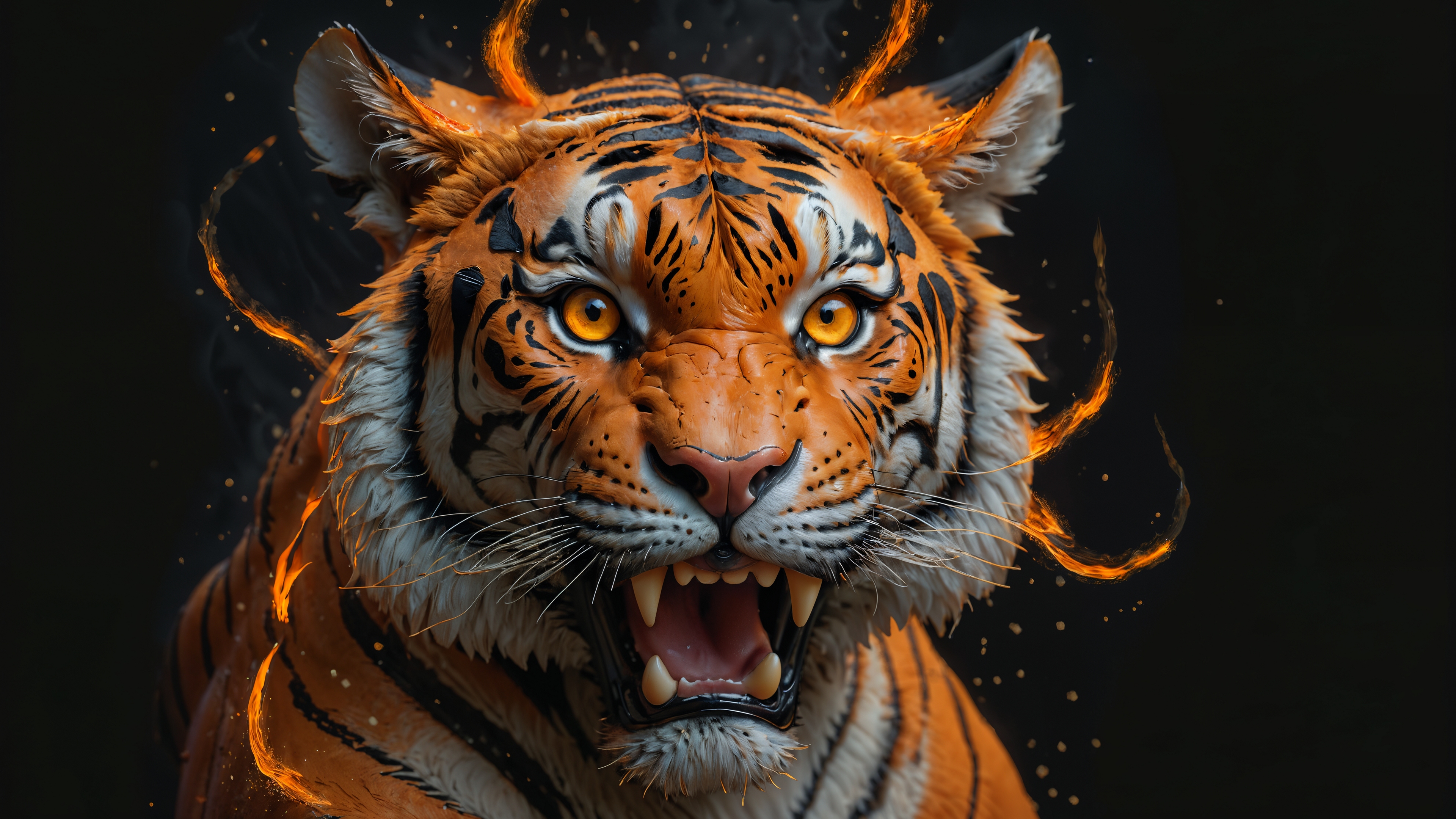 Бесплатное фото Горящая голова тигра