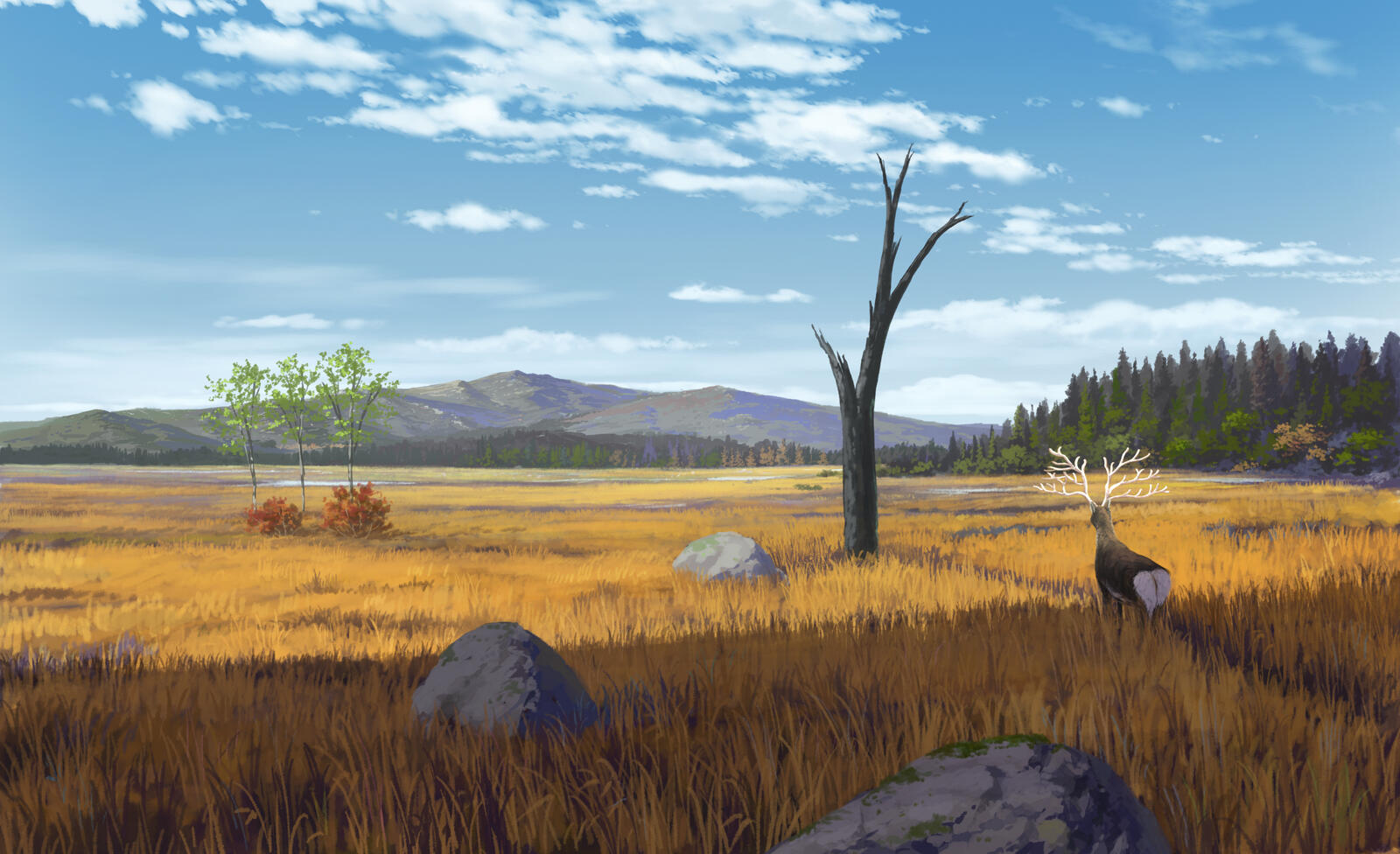 Обои обои аниме пейзаж поле осень на рабочий стол