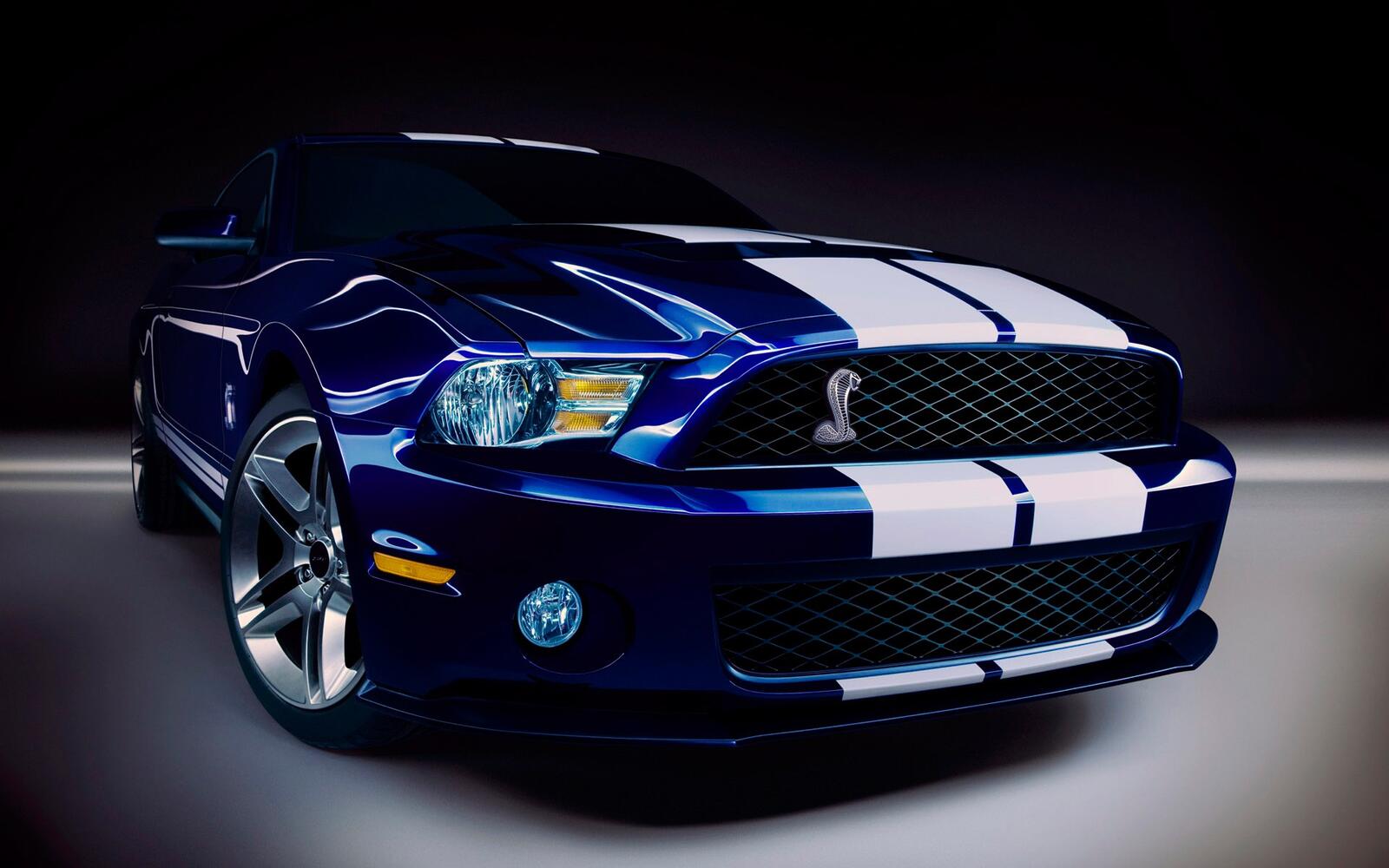 Бесплатное фото Картинка с синим Ford Mustang