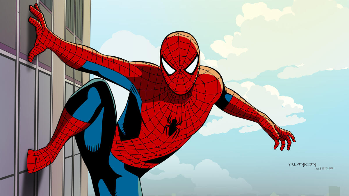 A colorized drawing of a spider-man