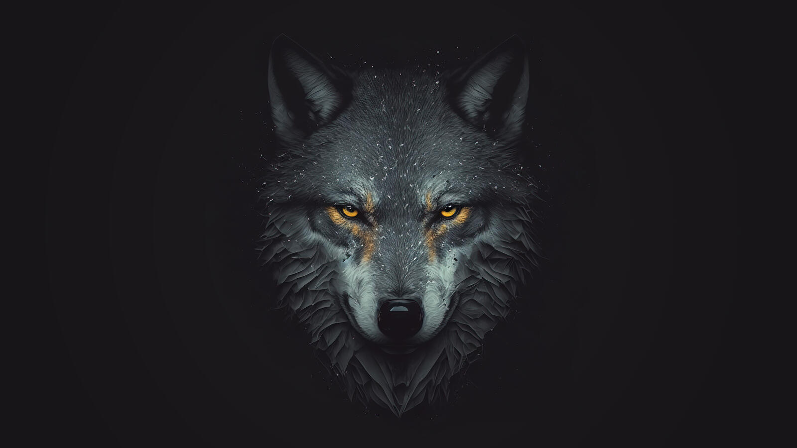 Free photo Drawing of a gray wolf on a dark background