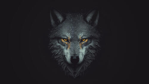 Рисунок серого волка на темном фоне