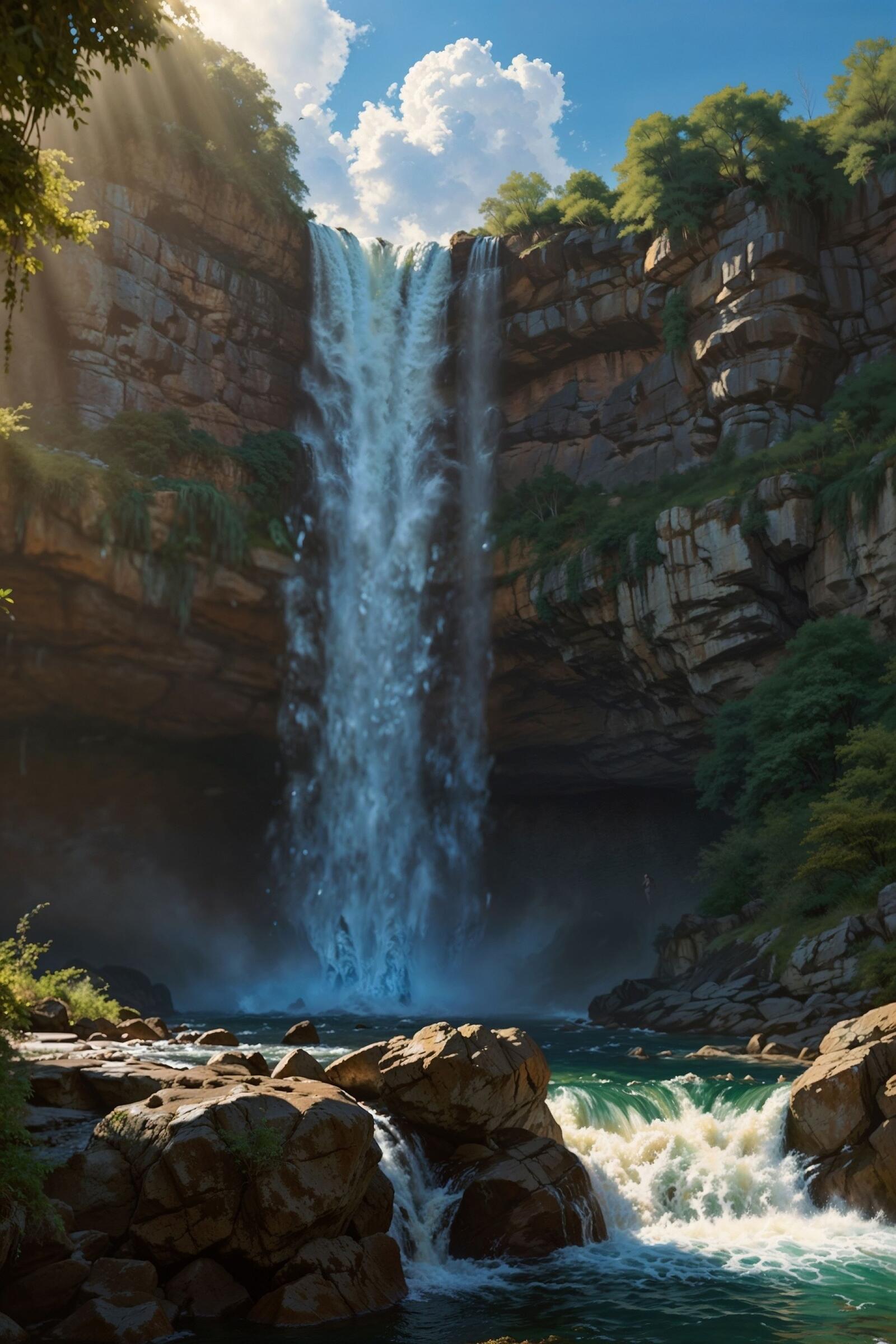 Бесплатное фото Природный водопад