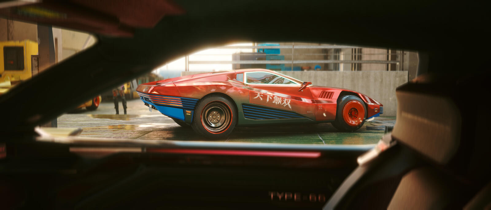 Free photo Red sports car from the cyberpunk game 2077 2021