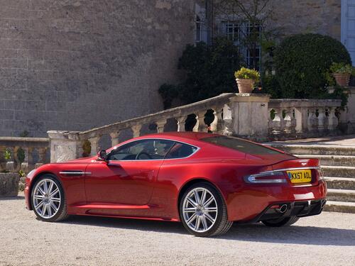 The rear end of the Aston Martin DBS is red.