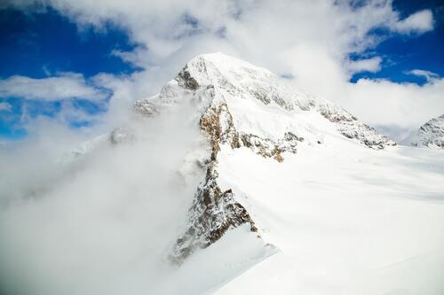 A mountain covered with snow