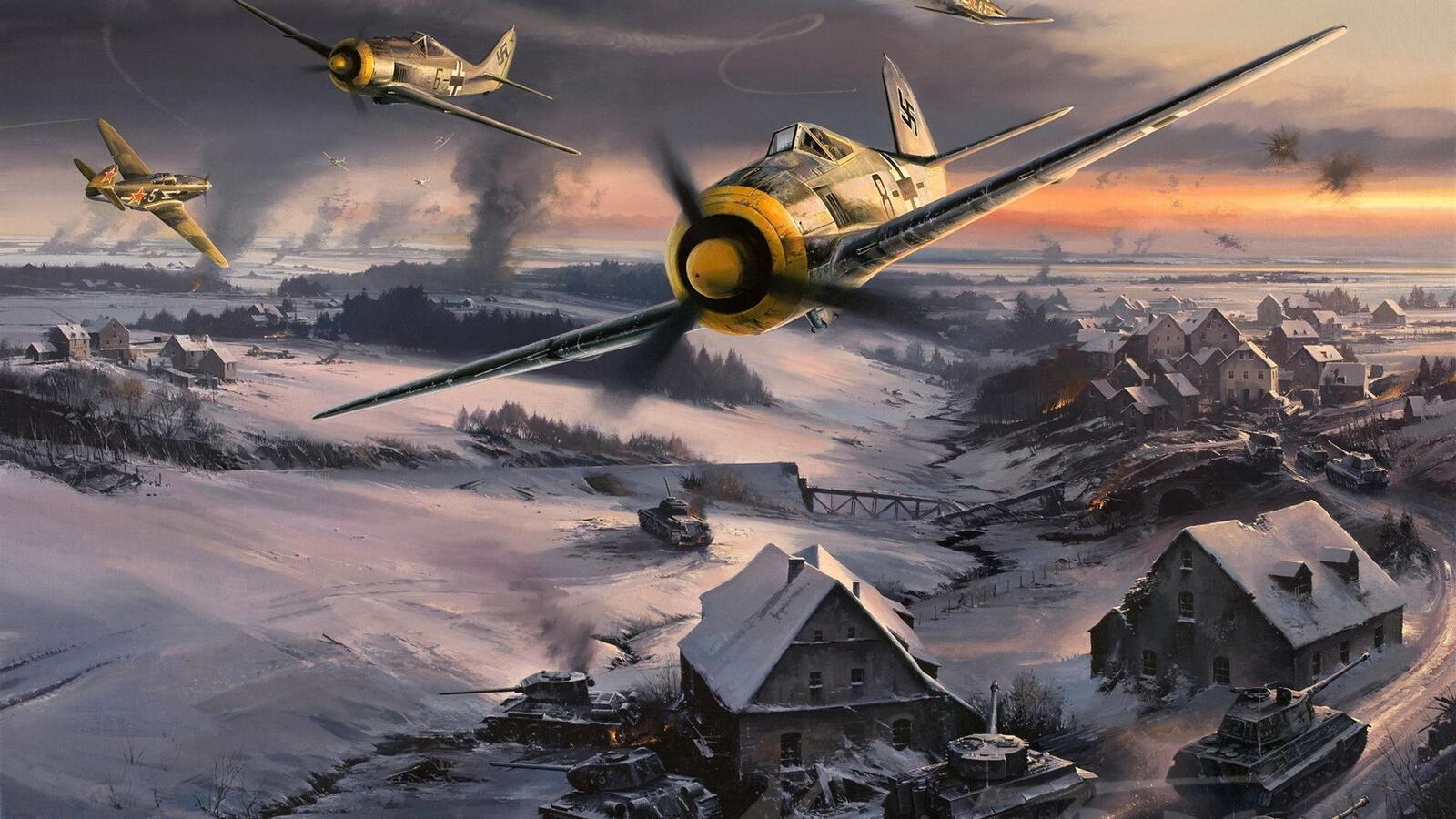 Wallpapers airplane fighter winter on the desktop