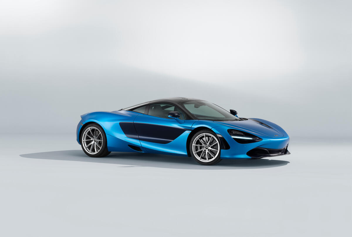 2018 Mclaren 720S in blue on a white background