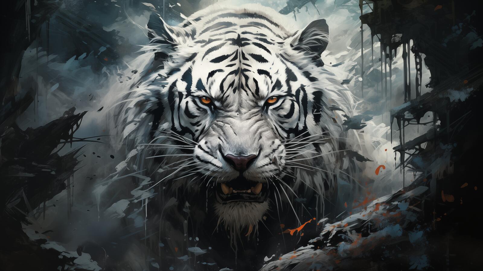Бесплатное фото Страшный белый тигр