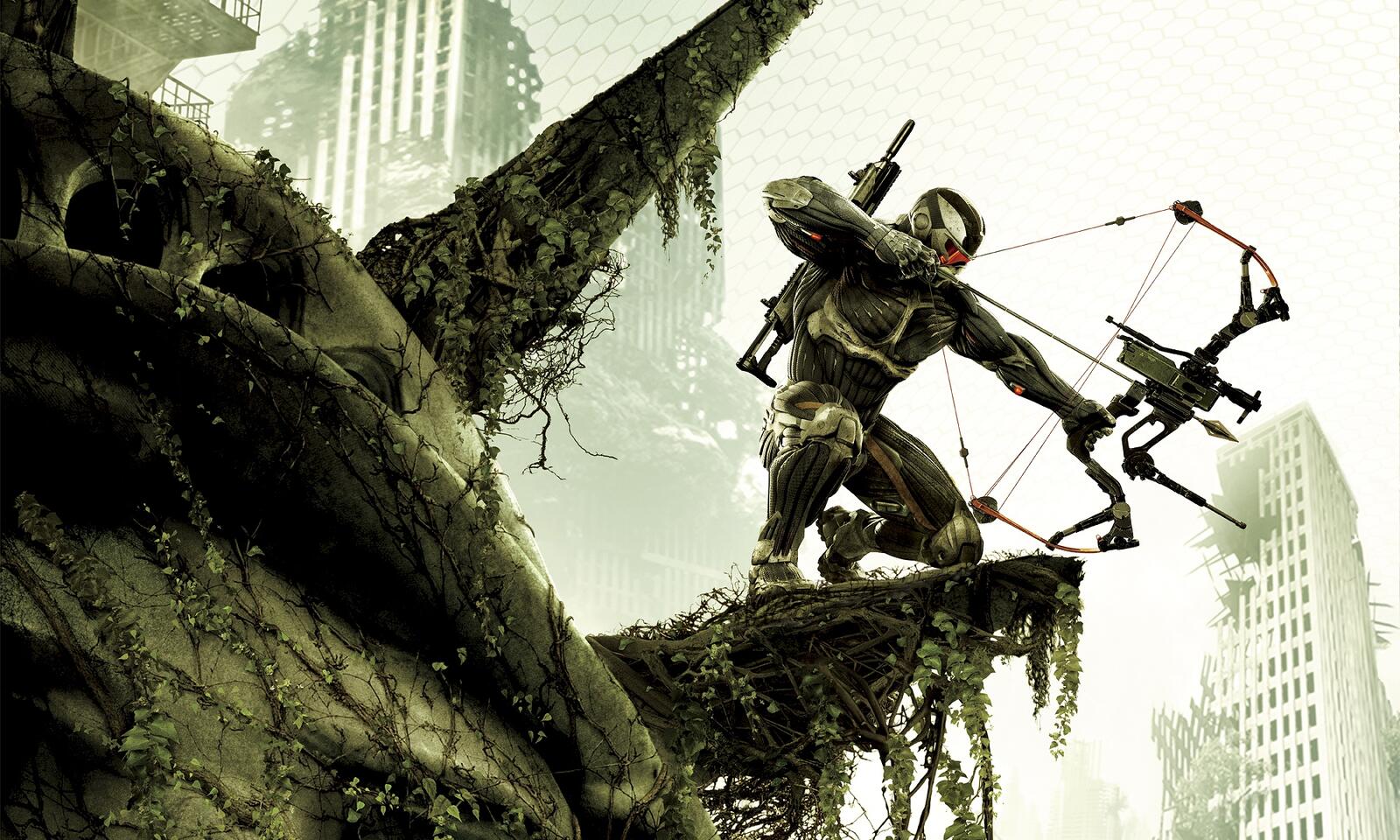 Бесплатное фото Герой в нанокостюме с луком из игры Crysis 3