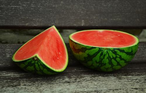 A perfectly round watermelon