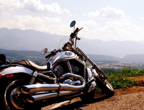 Harley Davidson against the landscape of the plains