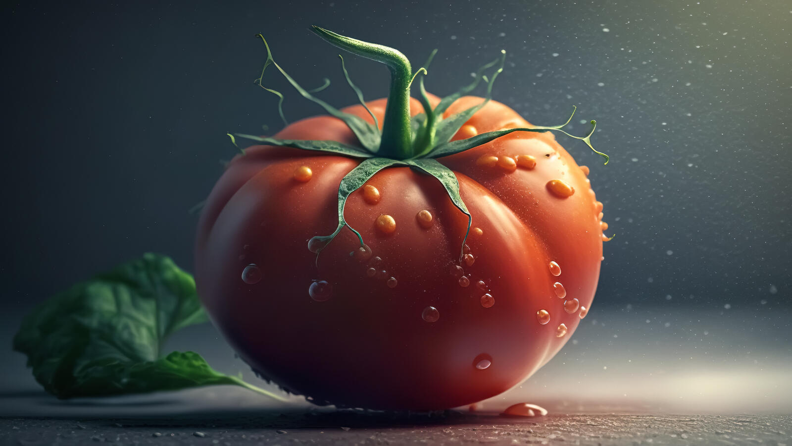 Free photo Red tomato with water drops