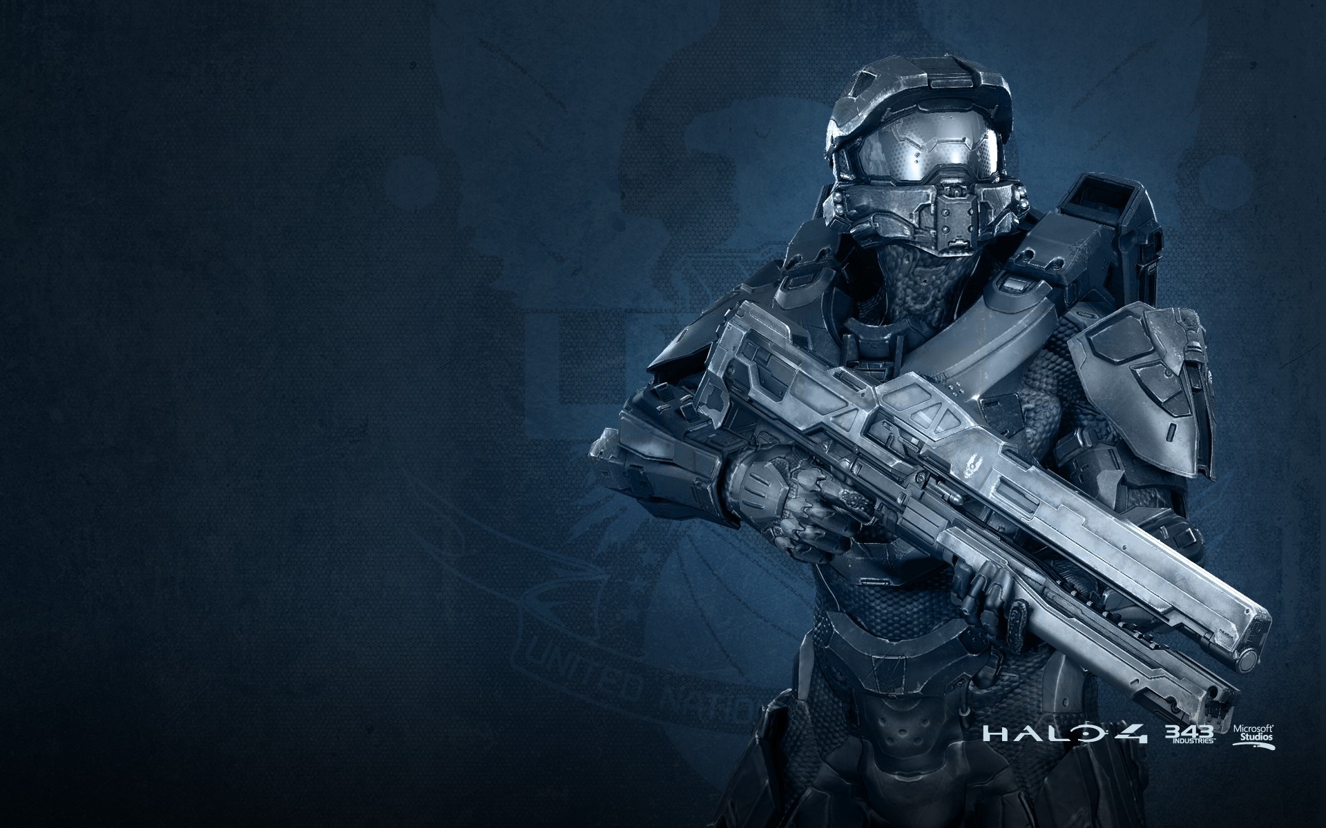 Free photo Armored robot with a weapon from the game halo 4