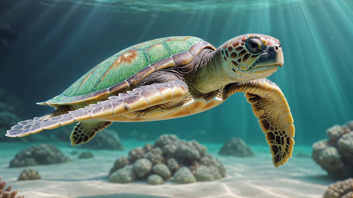 Морская черепаха, плавающая в воде