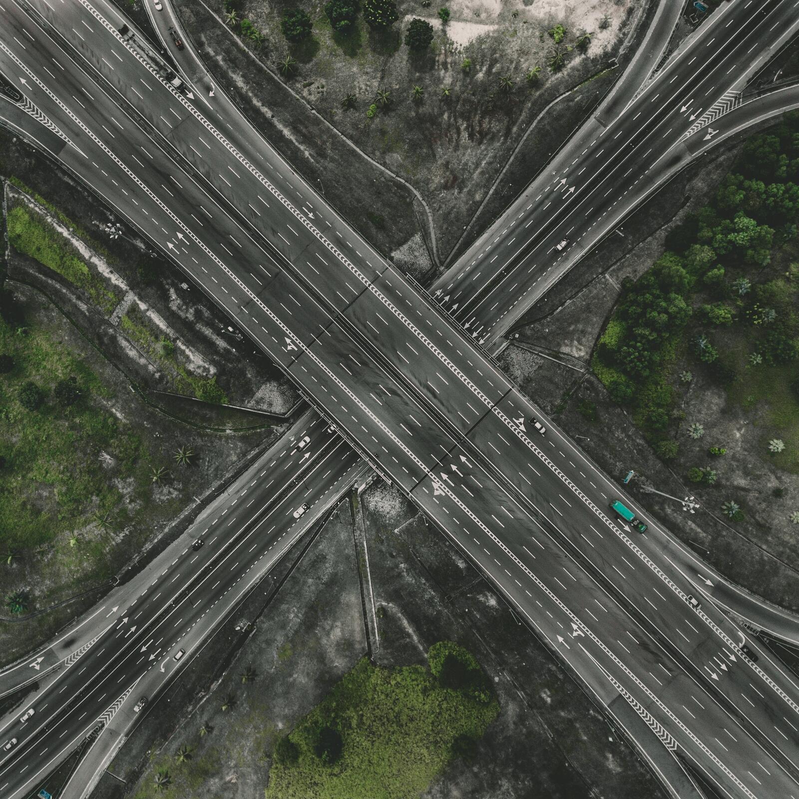Free photo Road junction from a quadcopter