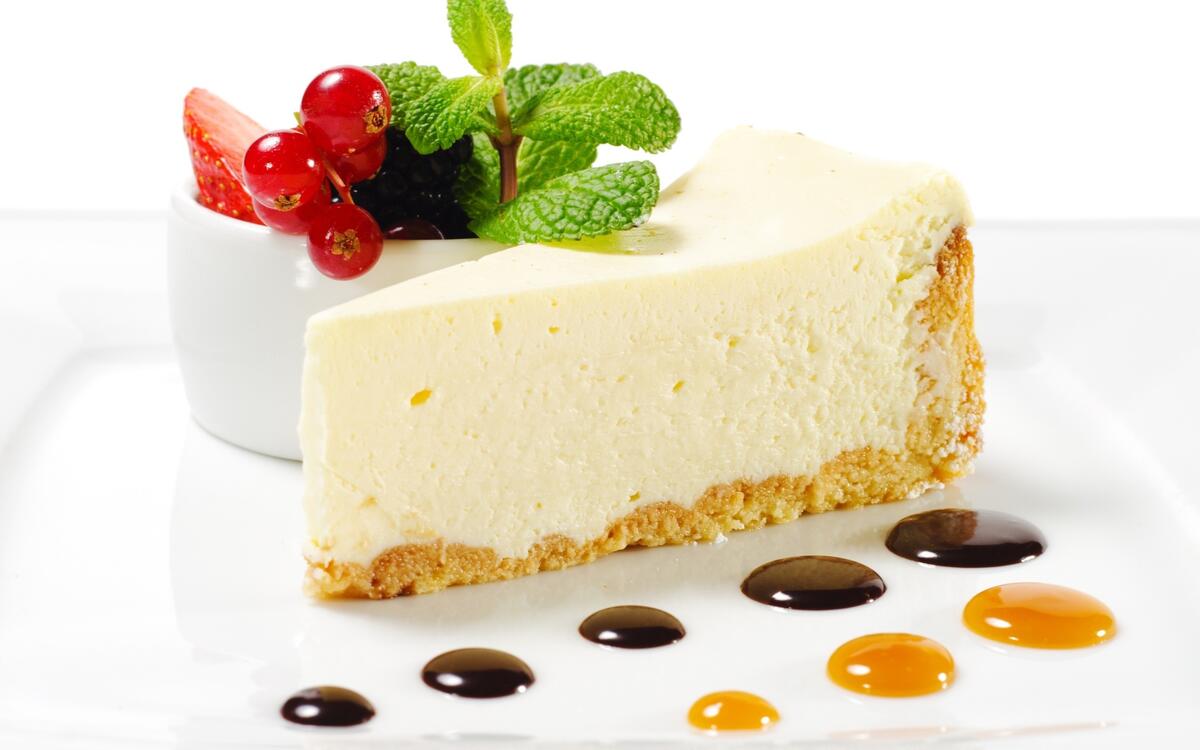 A delicious slice of cheesecake