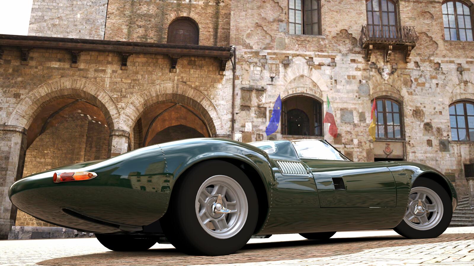 Бесплатное фото Старинный зеленый Jaguar