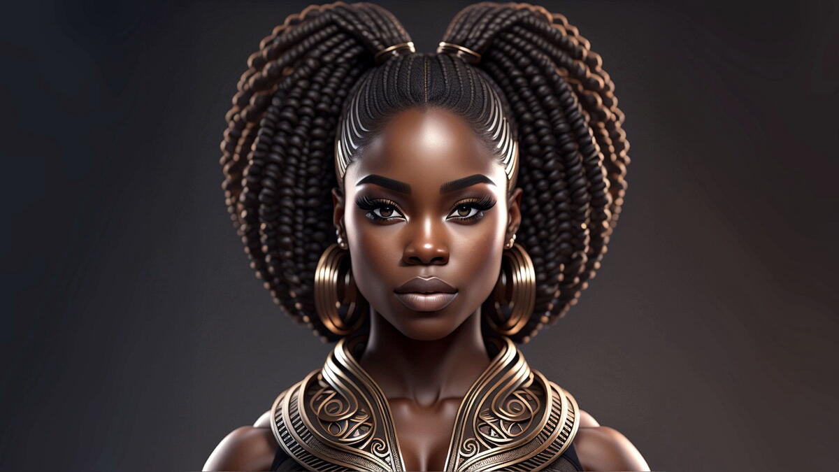 Portrait of a black girl with an interesting hairstyle