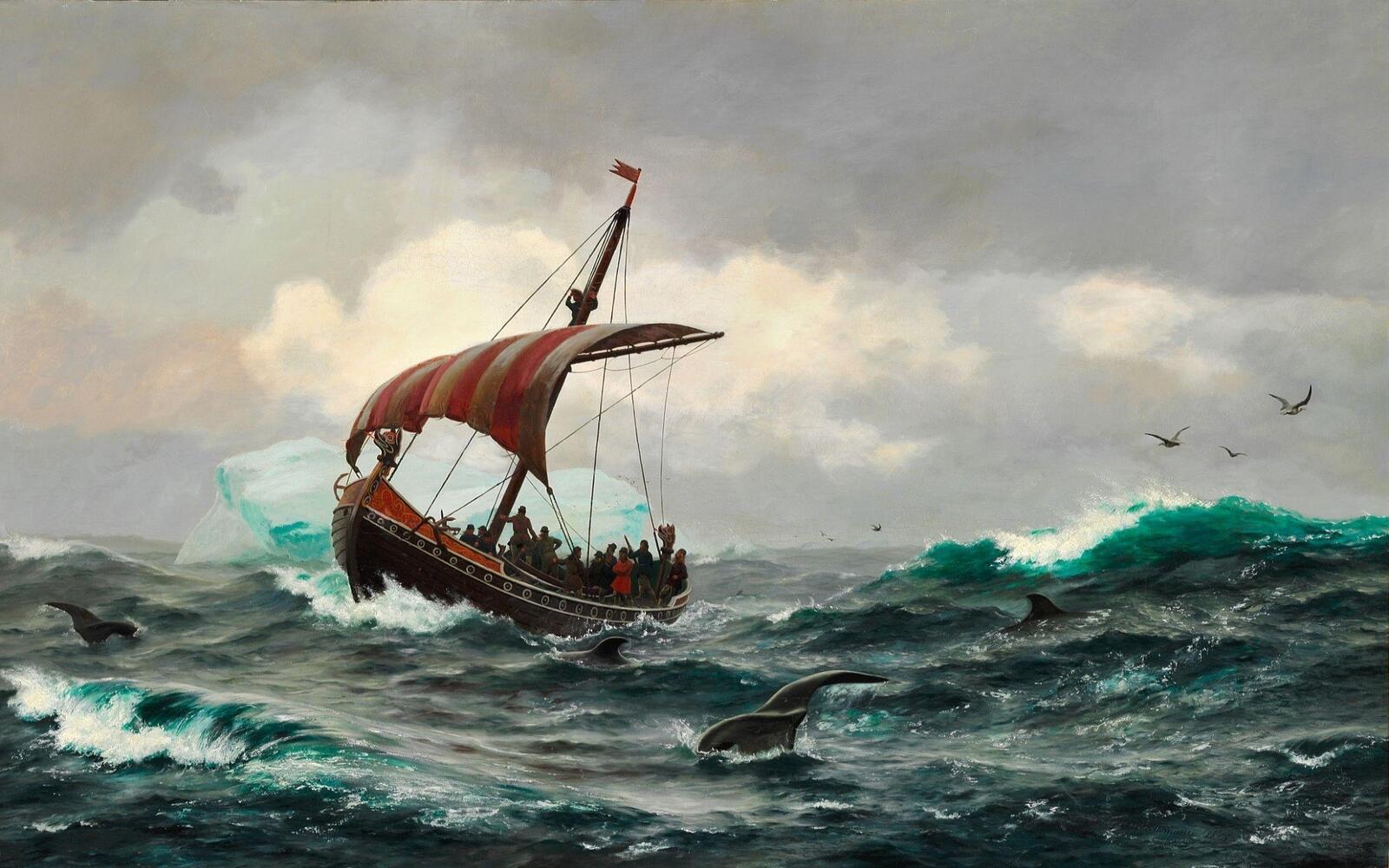 Бесплатное фото Деревянный корабль в сильный шторм