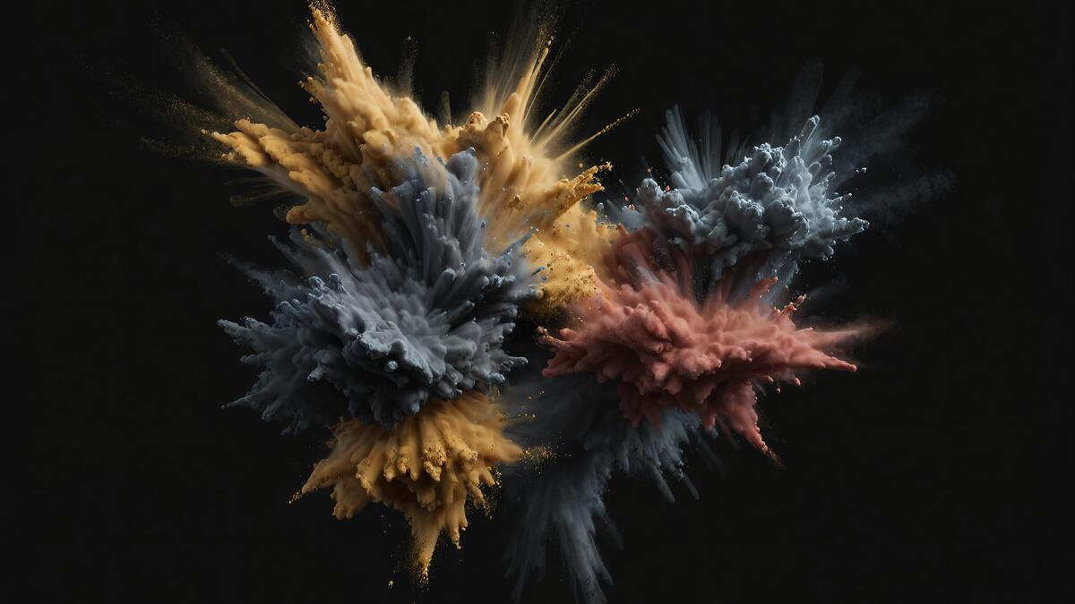 Explosion of coloured sand