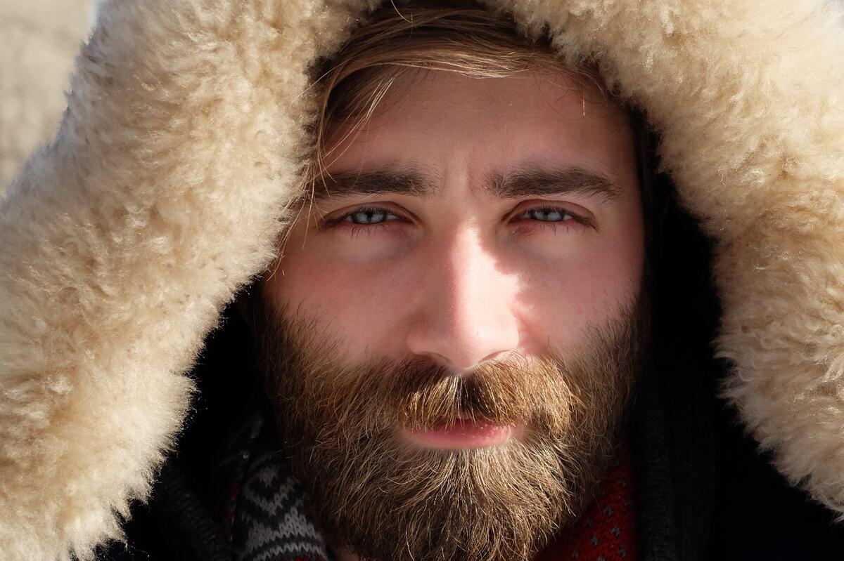 Bearded man in a hoodie