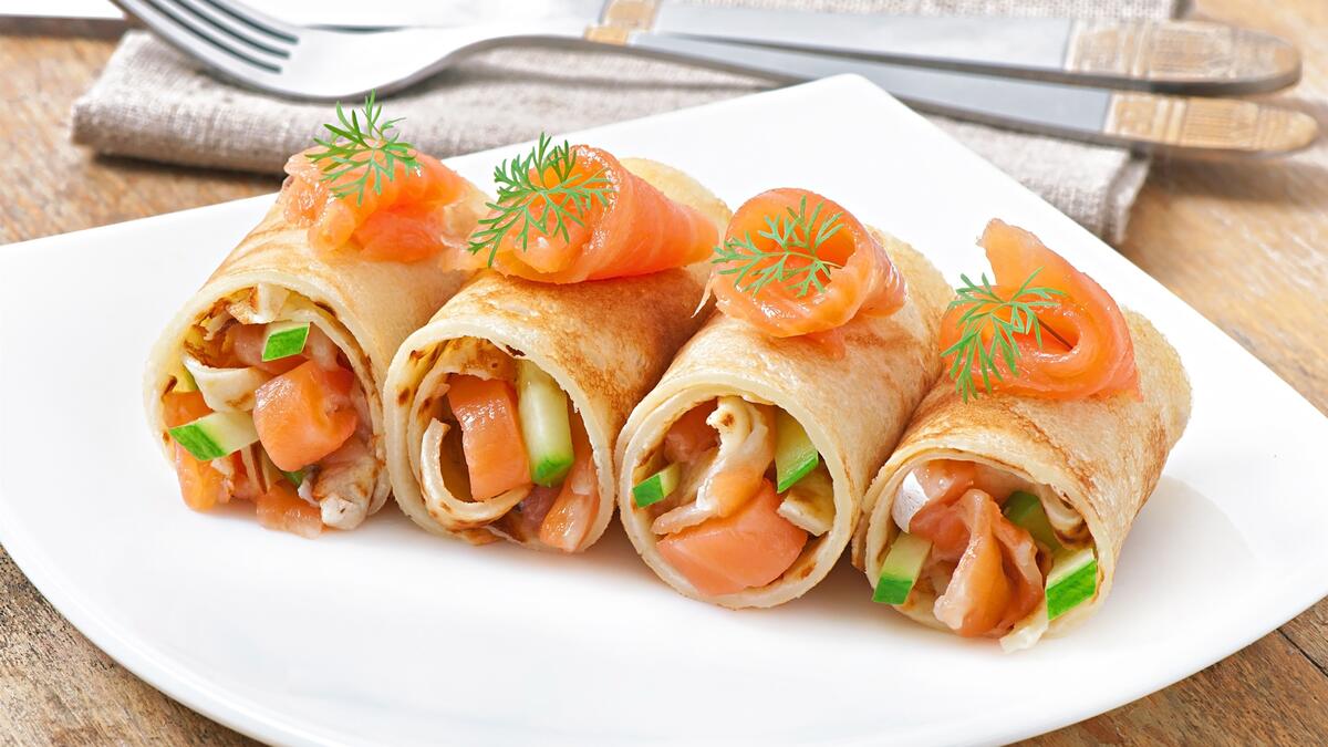 Delicious red fish rolls.