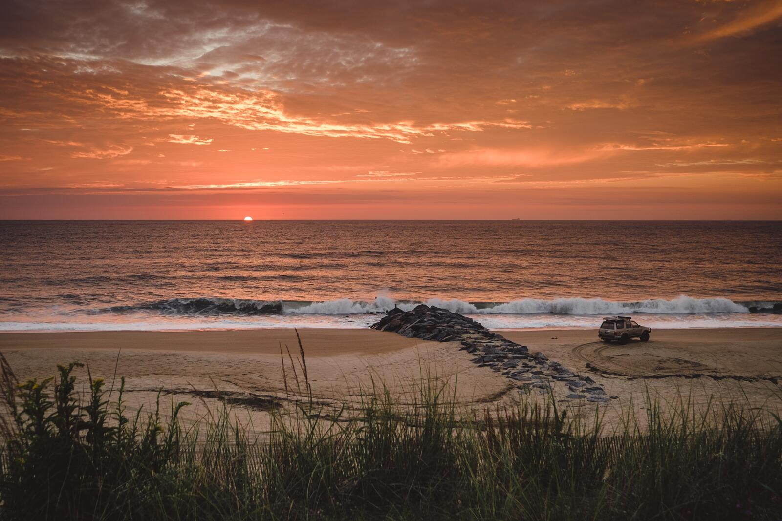 Бесплатное фото Картинка с закатом солнца на море