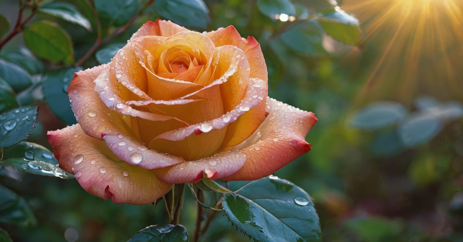 Бесплатное фото Роза с росой на лепестках в саду