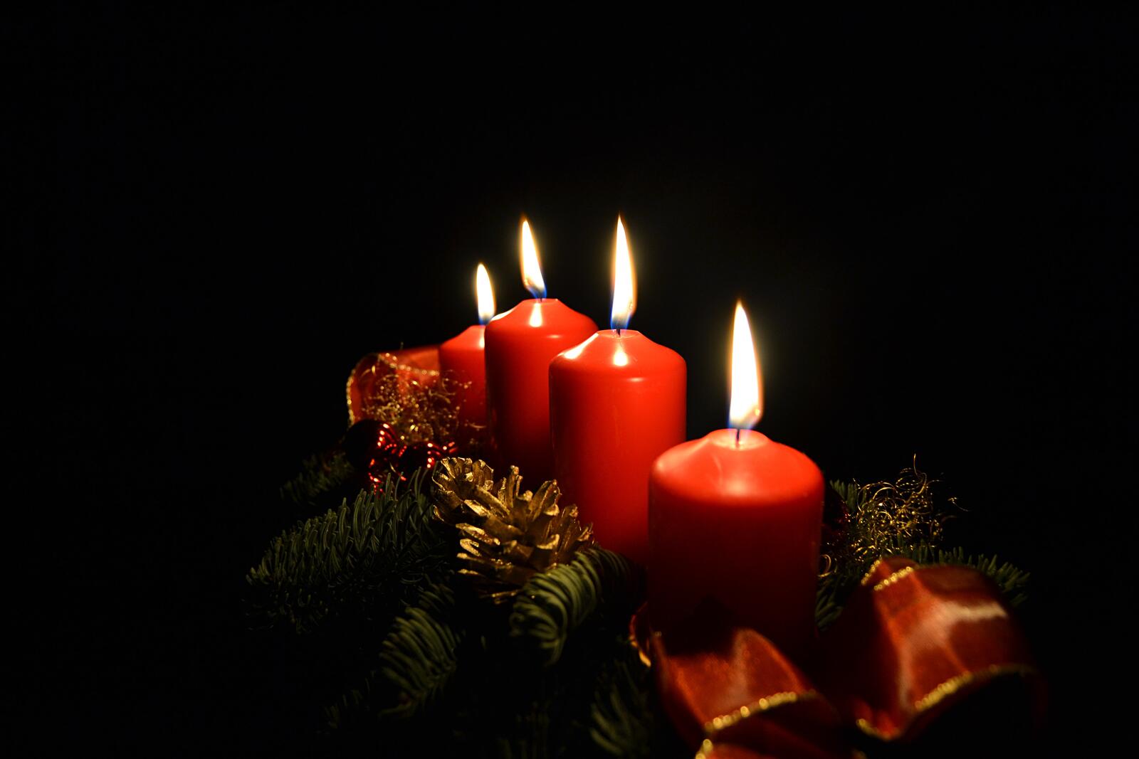 免费照片红色圣诞蜡烛