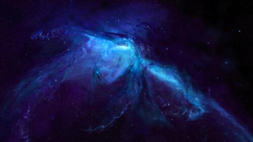 Blue cosmic nebula