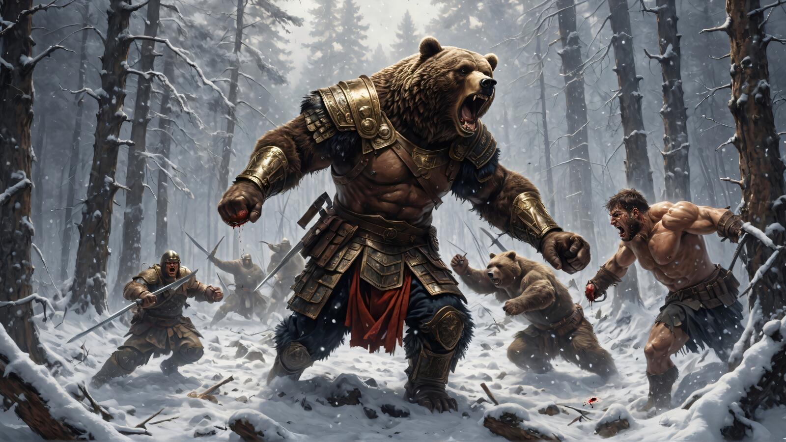 Бесплатное фото Медведи против легиона