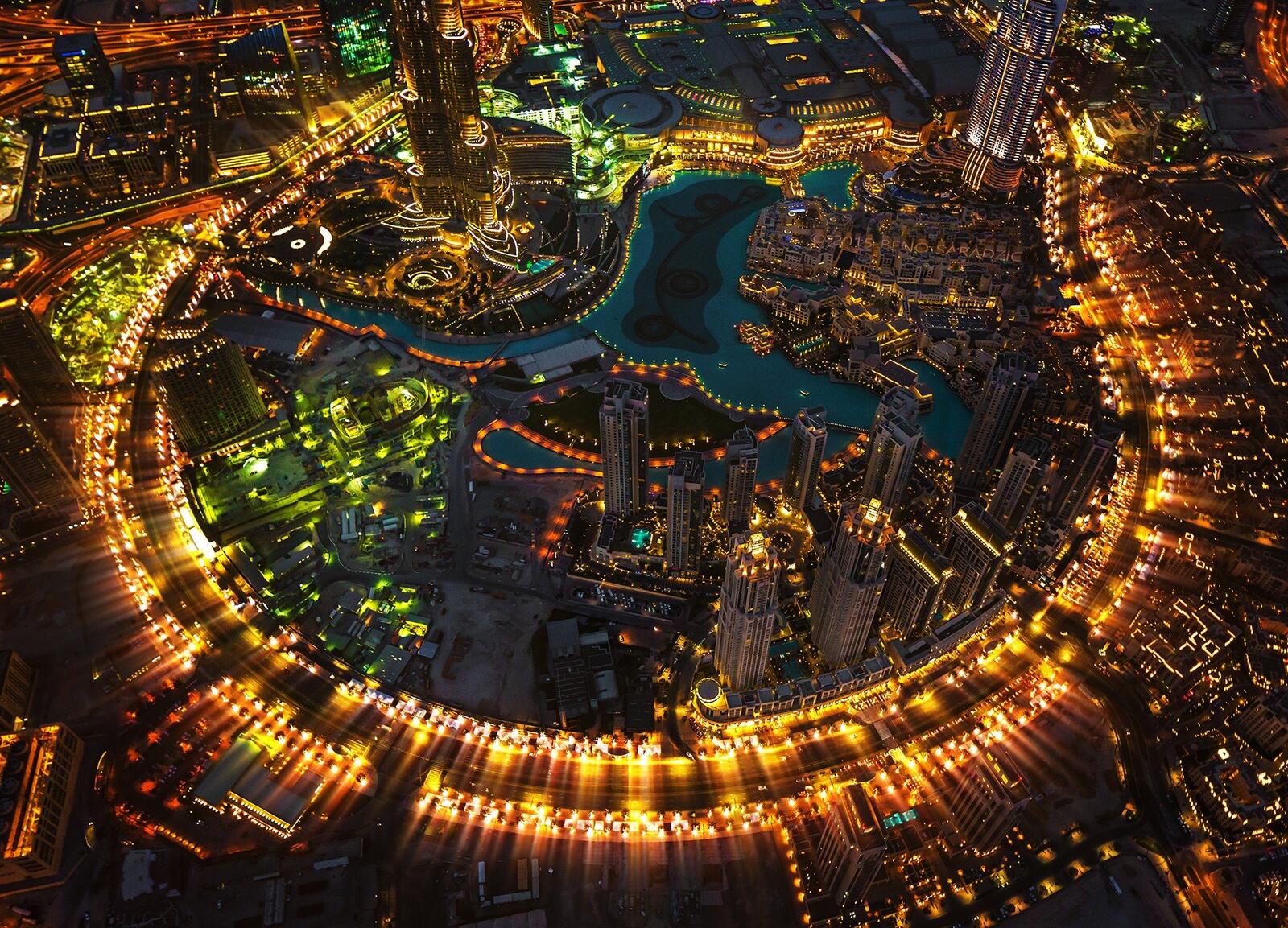 Обои городской пейзаж Дубай ночь на рабочий стол
