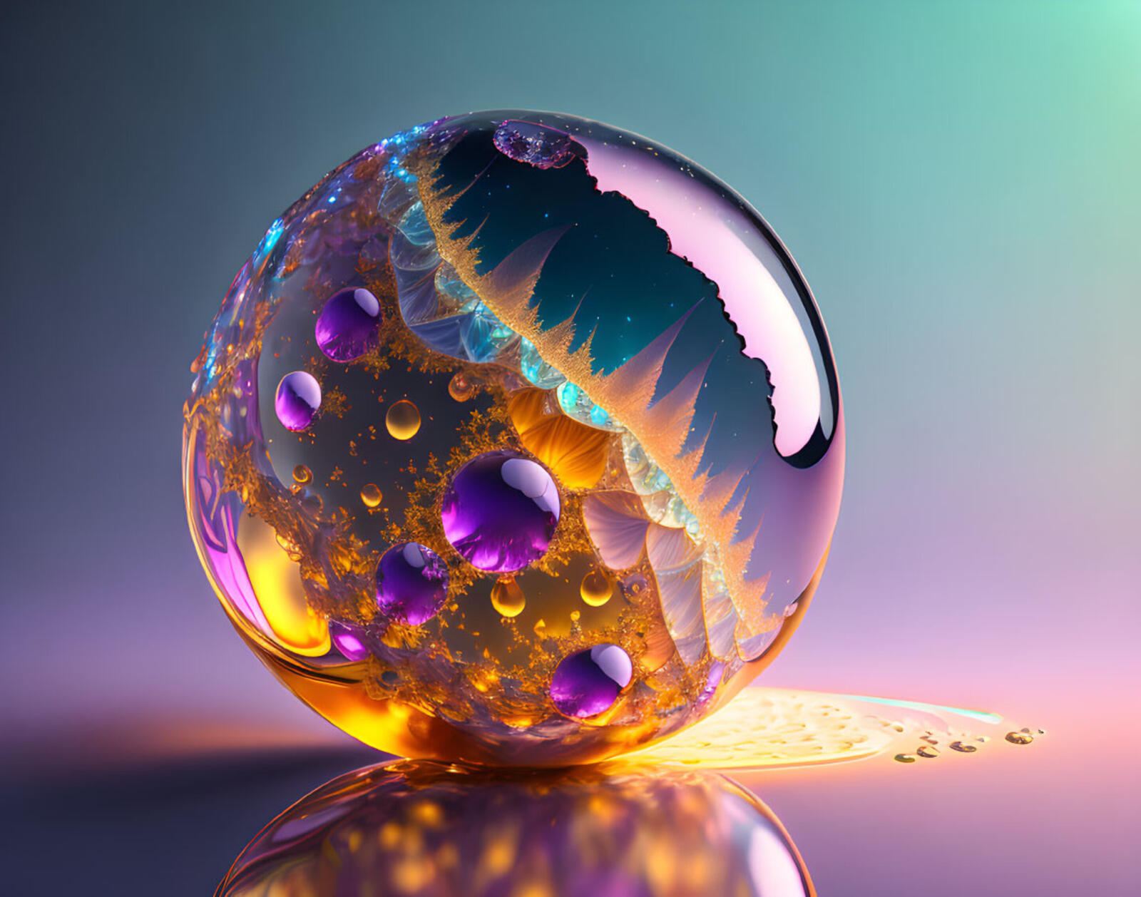 Бесплатное фото Стеклянный шар с цветными узорами