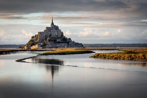 Mont Saint-Michel on a rocky island